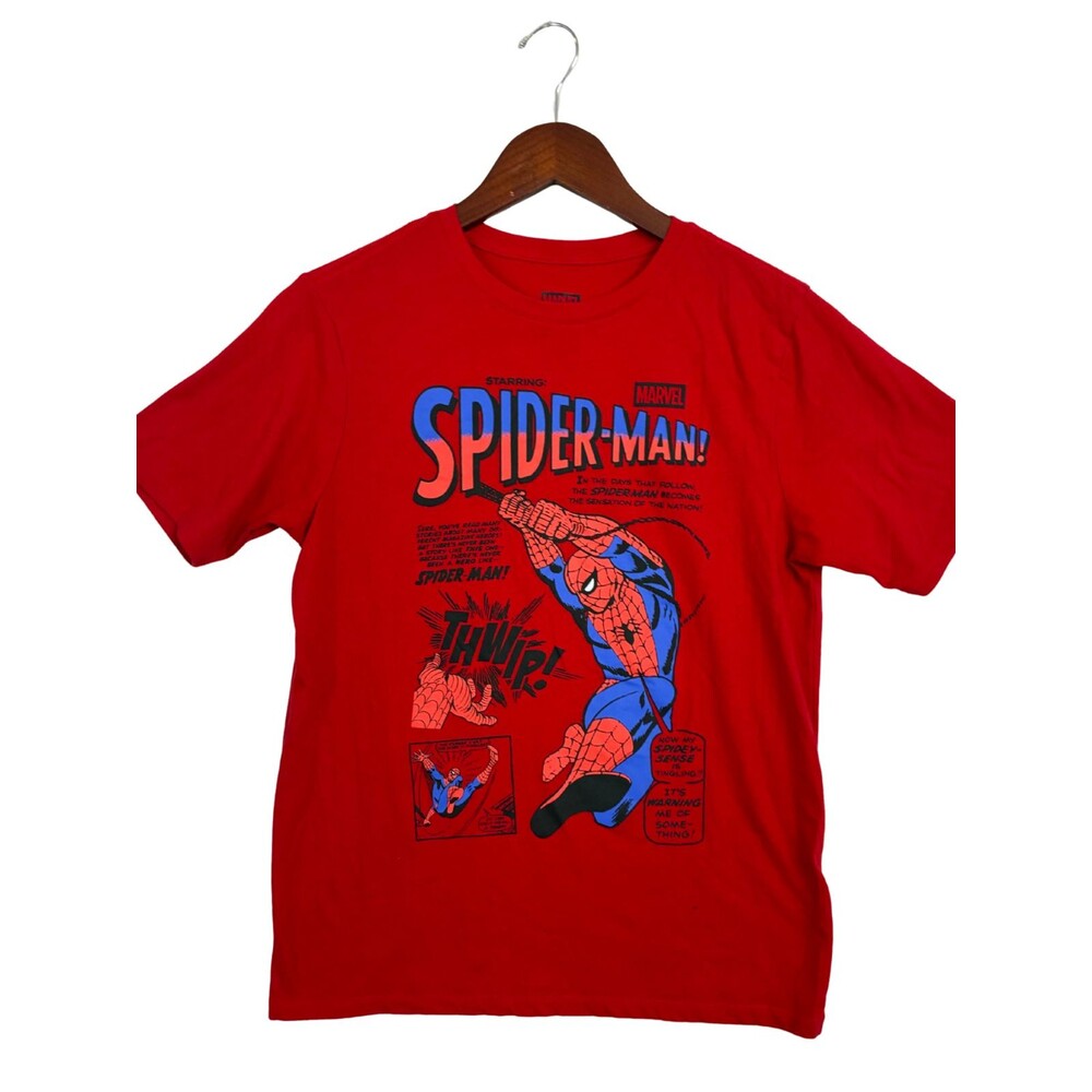 Marvel Spider-Man Comic Graphic T-Shirt Red Men's 2XL XXL Superhero Tee